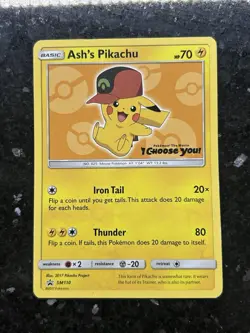 Pokemon TCG Ash's Pikachu Sun & Moon SM110 Promo Card - Image 1