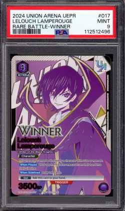 2024 Union Arena Rare Battle Winner Lelouch Lamperouge #17 PSA 9 MINT - Image 1