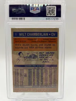 1972-73 Topps - Wilt Chamberlain #1 PSA 7 - Image 2