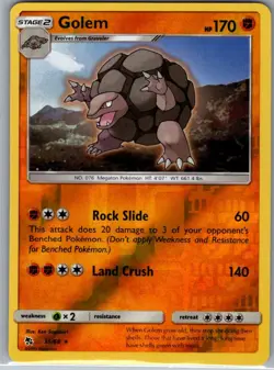 Golem 35/68 Reverse Holo Hidden Fates - Pokemon Card - NM - Image 1
