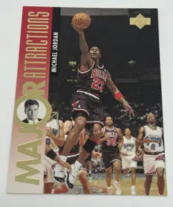 MICHAEL JORDAN 1995-96 Upper Deck Major Attractions #339 with Charlie Sheen - Image 1