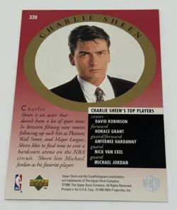 MICHAEL JORDAN 1995-96 Upper Deck Major Attractions #339 with Charlie Sheen - Image 2