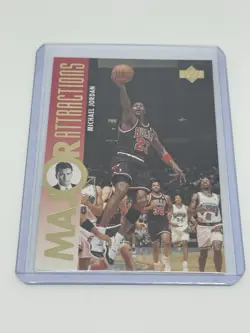 MICHAEL JORDAN 1995-96 Upper Deck Major Attractions #339 with Charlie Sheen - Image 3