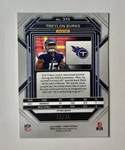 2022 Panini Prizm Treylon Burks Red Shimmer Rookie /35 #313 - Image 2
