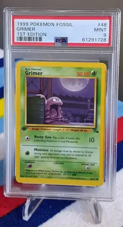 Pokemon Fossil Grimer 1st Edition 1999 #48 PSA 9 - Image 1