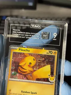 2026 Mega Evolution Pikachu Pokemon Day Stamp Promo Cosmo Holo TAG 9, LOW POP! - Image 5