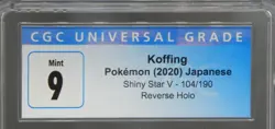 CGC 9 Pokemon card KOFFING Shiny Star V Japanese 2020 104/190 MINT reverse holo - Image 3