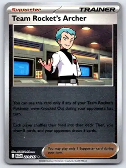 TEAM ROCKET'S ARCHER 201/217 REVERSE HOLO ME: ASCENDED HEROES POKEMON NEAR MINT - Image 1