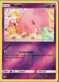 Munna Common SM - Unified Minds 88/236 NM Reverse Holofoil - Pokemon - Image 1