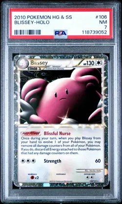2010 POKEMON HEARTGOLD BLISSEY PRIME #106 ULTRA RARE PSA 7 NM #118739052 - Image 1