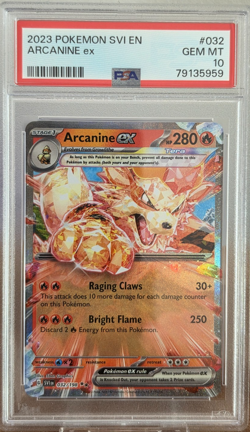 Pokemon Arcanine ex Double Rare Tera Holo PSA 10 032/198 Scarlet & Violet 2023 - Image 1