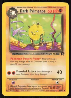 Dark Primeape 43/82 Uncommon Team Rocket Pokemon Unlimited Lightly Played - Image 1