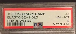 1999 POKEMON BASE SET SHADOWLESS #2 BLASTOISE-HOLO PSA 8 - Image 2