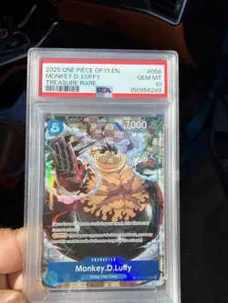 Namco Monkey D. Luffy Carrying on His Will Treasure Rare Foil OP11-058 PSA 10 - Image 1