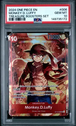 2024 ONE PIECE PROMOS 006 ENGLISH MONKEY D. LUFFY TREASURE BOOSTERS SET PSA 10 - Image 1