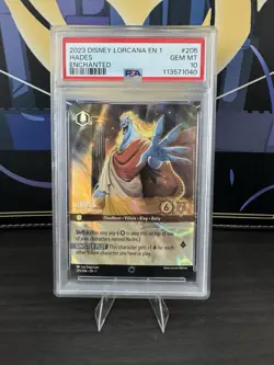 Disney Lorcana Hades King of Olympus 205/204 Enchanted PSA 10 GEM MINT - Image 1