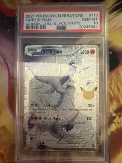 Reshiram 113/114 Celebrations Classic Collection Black/White, PSA 10 - Image 1