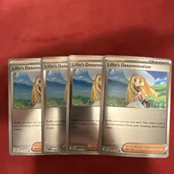 4 X Lillie’s Determination 119/132 Reverse Holo Pokemon Cards Playset - Image 1