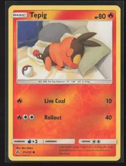 Tepig Common SM - Cosmic Eclipse 31/236 LP Pokemon Card Reverse Holo - Image 1