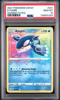 Pokemon Kyogre 021/072 Amazing Rare Shining Fates PSA 10 GEM MINT - Image 1