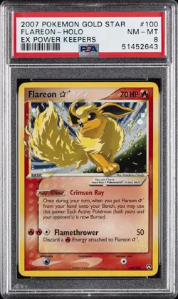 2007 POKEMON EX POWER KEEPERS GOLD STAR #100 FLAREON-HOLO PSA 8 - Image 1