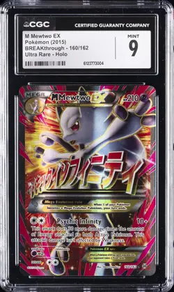2015 POKEMON BREAKTHROUGH ULTRA RARE FULL ART #160 M MEWTWO HOLO EX CGC 9 - Image 1