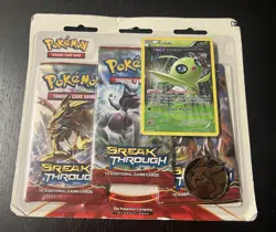 No Reserve 2015 Pokemon- XY Breakthrough 3-Pack Blister Celebi Promo New Sealed - Image 1