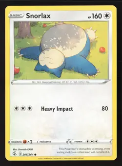 Snorlax 206/264 Common Fusion Strike Pokemon Near Mint - Image 1