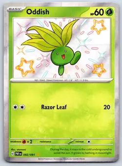 Oddish (Shiny Holo) Paldean Fates 092/091 Pokemon Card NM - Image 1
