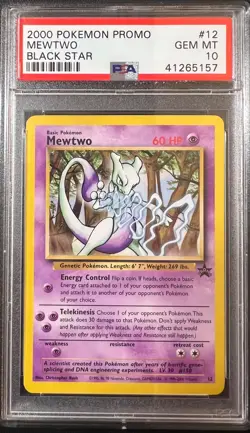 2000 POKEMON MEWTWO #12 BLACK STAR PROMO PSA 10 - Image 1