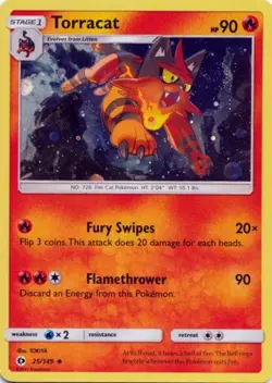 1x Torracat - 25/149 - Cosmos Holo Promo Damaged Pokemon SM01 - Sun & Moon Base - Image 1