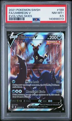 2021 POKEMON SWORD & SHIELD EVOLVING SKIES #189 FULL ART/UMBREON V PSA 8.5 - Image 1