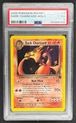 2000 Pokemon Team Rocket 4 Dark Charizard Holo PSA 5 143805109 - Image 1