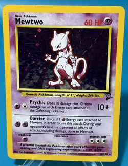 Vintage 1999-2000 Pokemon Mewtwo 10/130 Base Set 2 Holo Rare - Image 1
