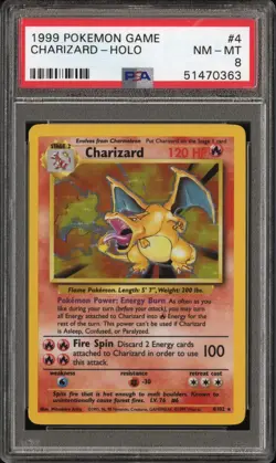 PSA 8 Charizard 4/102 Base Set Pokemon 1999 - Image 1
