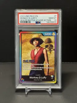 2023 ONE PIECE PROMOS SEALED BATTLE VOL.1-LIVE ACTION #P MONKEY D. LUFFY PSA 10 - Image 1