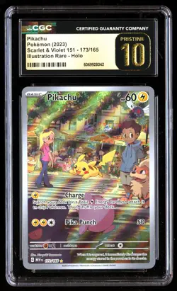 CGC 10 PRISTINE Pikachu 173/165 Pokemon Scarlet & Violet 151 2023 English - Image 1
