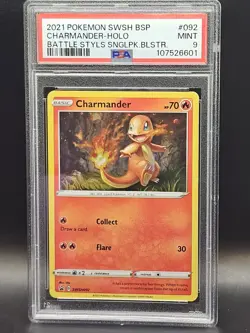 Charmander SWSH092 Sword & Shield Promo Cards Holo PSA 9 2021 Black Star - Image 1