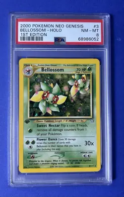 2000 Pokemon Neo Genesis Bellossom Holo 1st Edition #3 PSA 8 NM-MT - Image 1