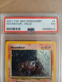 2001 Pokemon Neo Discovery Houndour Holo Rare 5/75 Unlimited PSA 7 NM WOTC - Image 4