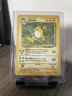 Pokemon TCG Raichu 14/102 Base Set Holo Card Vintage WOTC - MP/HP - Image 1