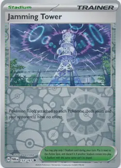 Pokemon TCG SV Twilight Masquerade Jamming Tower Reverse Foil Trainer 153/167 - Image 1