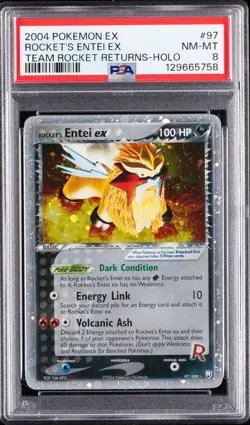 2004 POKEMON EX TEAM ROCKET RETURNS #97 ROCKET'S ENTEI EX-HOLO PSA 8 - Image 1
