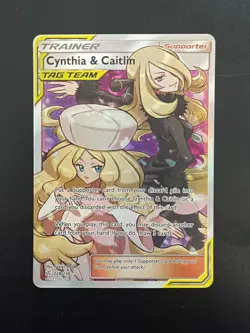 Pokemon TCG Cynthia and Caitlin Full Art Cosmic Eclipse Holo Card 228/236 - Image 2