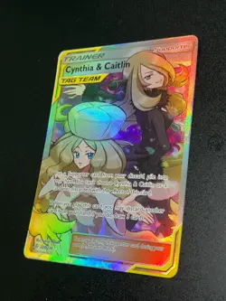 Pokemon TCG Cynthia and Caitlin Full Art Cosmic Eclipse Holo Card 228/236 - Image 3