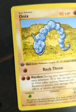 1999 1st Edition Onix 56/102 Pokemon Base Set Shadowless - Image 3