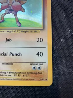 Pokemon TCG Hitmonchan Base Set 7/102 Holo 1999-2000 Wizards Base Set Holo Lp+ - Image 2