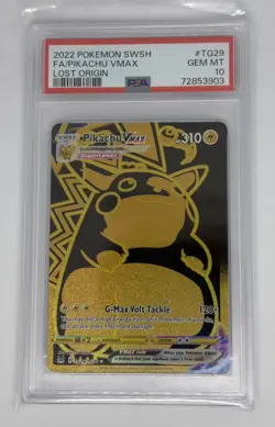 2022 Pokemon SWSH Lost Origin #TG29 FA Pikachu VMAX PSA 10 GEM MINT - Image 1