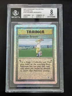 BGS 8 Pokemon Breeder Reverse Holo Legendary Collection 2002 Pokemon Card #102 - Image 1