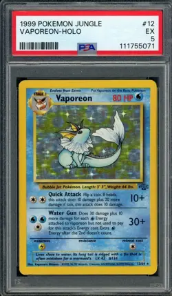 PSA 5 Vaporeon Jungle 12/64 Holo Pokemon Card B27 - Image 1